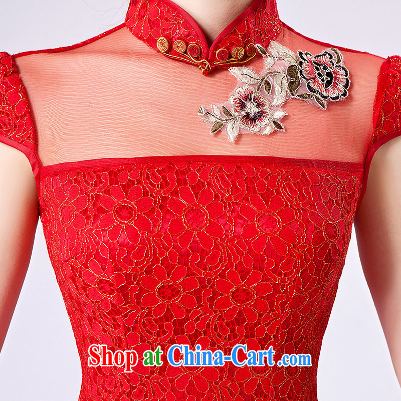 2015 female new XL Ethnic Wind Chinese Chinese Embroidery antique style beauty video thin package and cheongsam dress red XL, according to Lin, Elizabeth, and shopping on the Internet