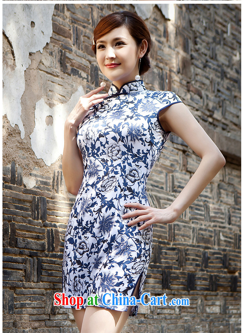 2015 new summer fashion daily floral Ethnic Wind and elegant low-power on the truck cheongsam dress female blue XL pictures, price, brand platters! Elections are good character, the national distribution, so why buy now enjoy more preferential! Health