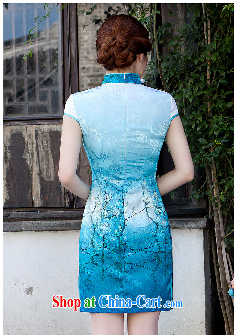 2015 new dresses spring and summer daily video thin improved Stylish retro dresses, cheongsam dress light blue XL pictures, price, brand platters! Elections are good character, the national distribution, so why buy now enjoy more preferential! Health