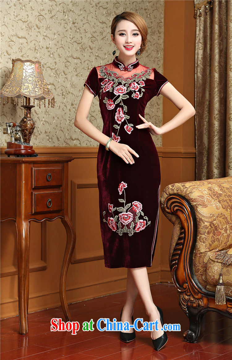 The high flow the velvet cheongsam dress, long, short-sleeved wedding dress retro toast AQE serving 025 maroon XXXL pictures, price, brand platters! Elections are good character, the national distribution, so why buy now enjoy more preferential! Health