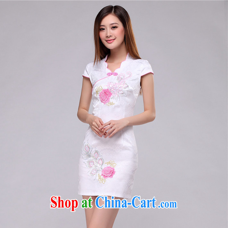 The stream embroidered classic and elegant style robes, beach retro fashion cheongsam dress AQE 0750 pink XXL, the stream (OULIU), and, on-line shopping