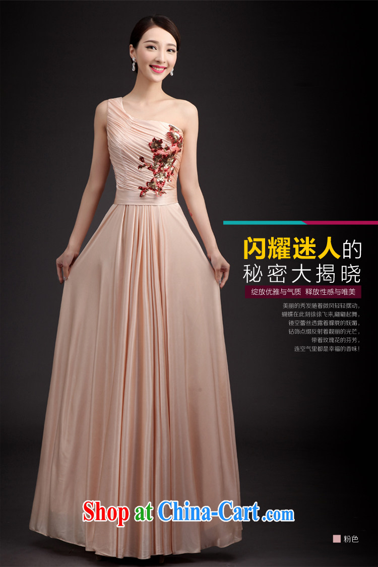 2015 single shoulder dress Korean fashion spring and summer cultivating pure color long skirt wedding wedding banquet long bridesmaid clothing pink XXL pictures, price, brand platters! Elections are good character, the national distribution, so why buy now enjoy more preferential! Health