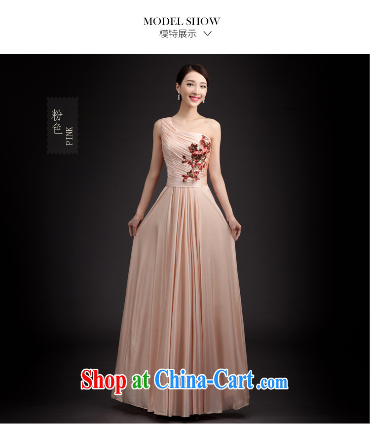 2015 single shoulder dress Korean fashion spring and summer cultivating pure color long skirt wedding wedding banquet long bridesmaid clothing pink XXL pictures, price, brand platters! Elections are good character, the national distribution, so why buy now enjoy more preferential! Health