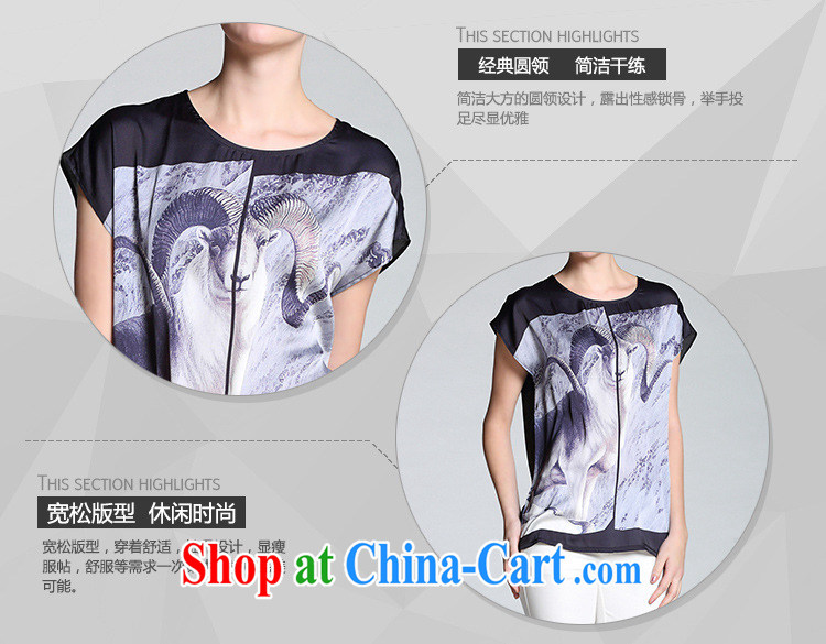 Ya-ting Store D elections 9230 -- Summer 2015 new European and American women with big round-collar digital printing short-sleeved T-shirt, T-shirt black XL pictures, price, brand platters! Elections are good character, the national distribution, so why buy now enjoy more preferential! Health