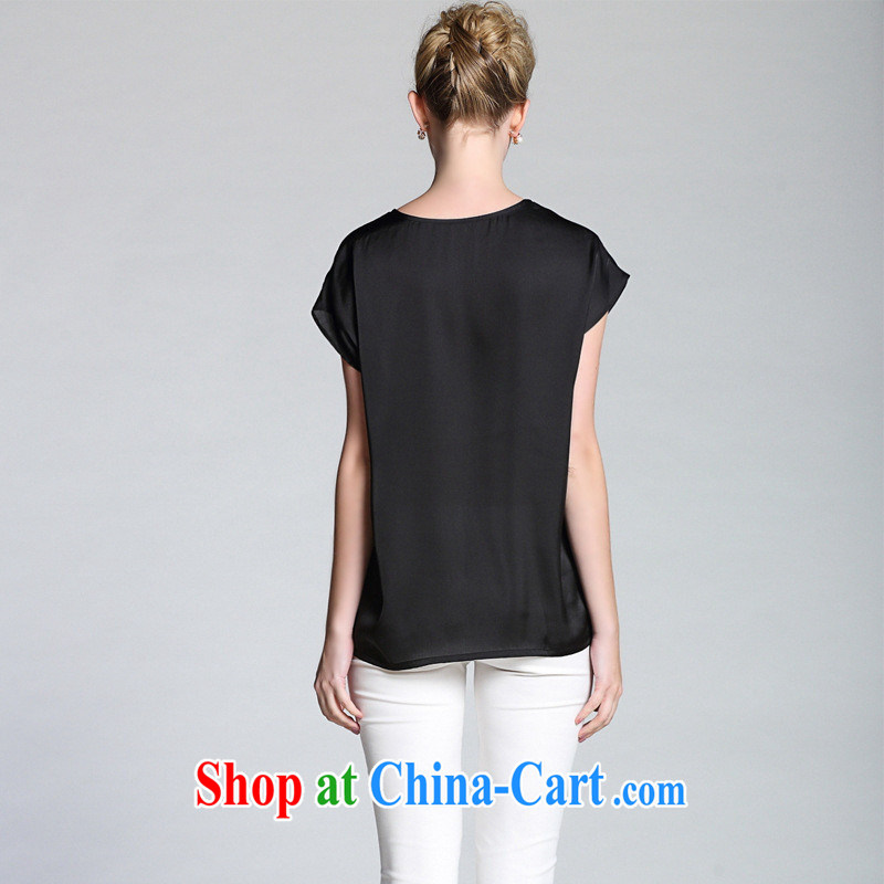 Ya-ting Store D elections 9230 -- Summer 2015 new European and American women with big round-neck collar digital printing short-sleeved T-shirt, T-shirt black XL, blue rain bow, and shopping on the Internet