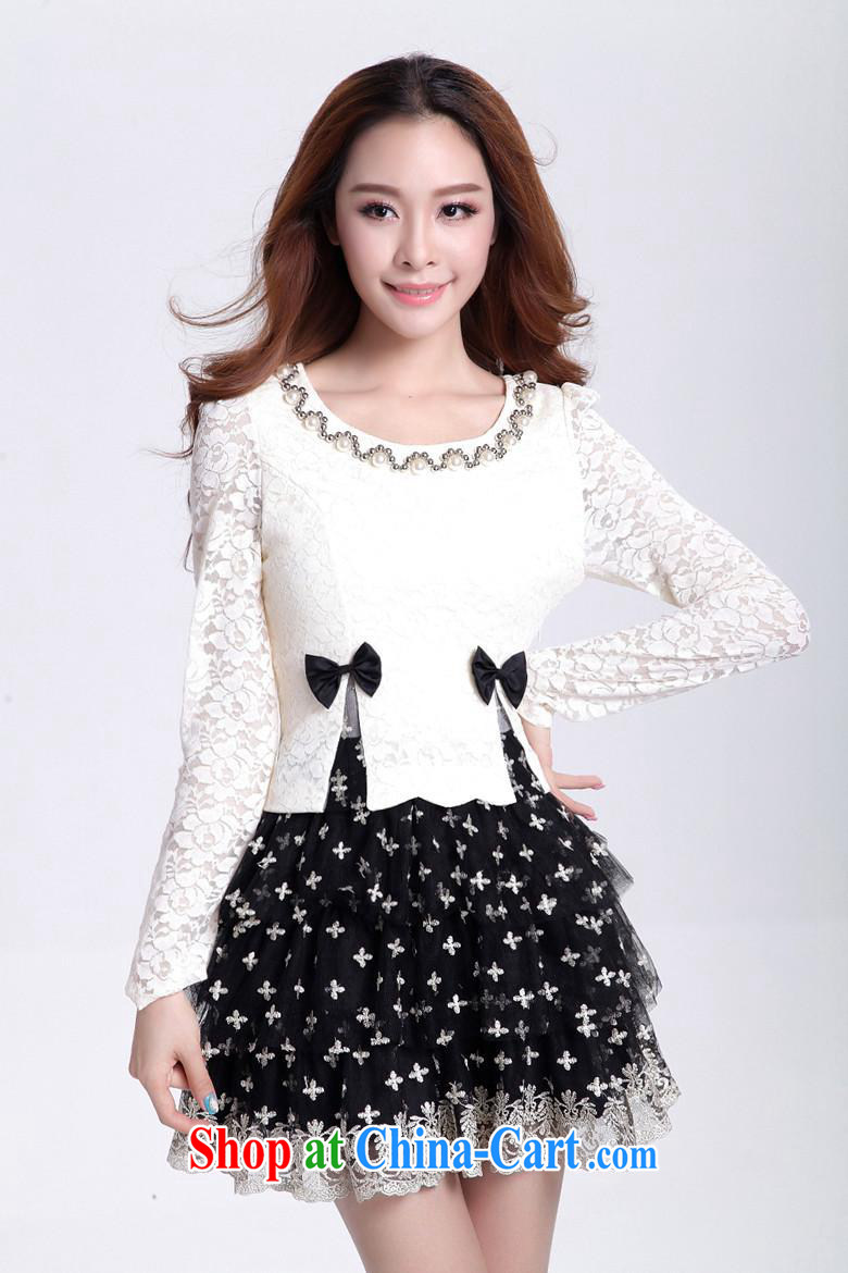9 months female * fall and winter with new, larger lady lace stitching cultivating long-sleeved leave two shaggy Princess bowtie dresses white L pictures, price, brand platters! Elections are good character, the national distribution, so why buy now enjoy more preferential! Health