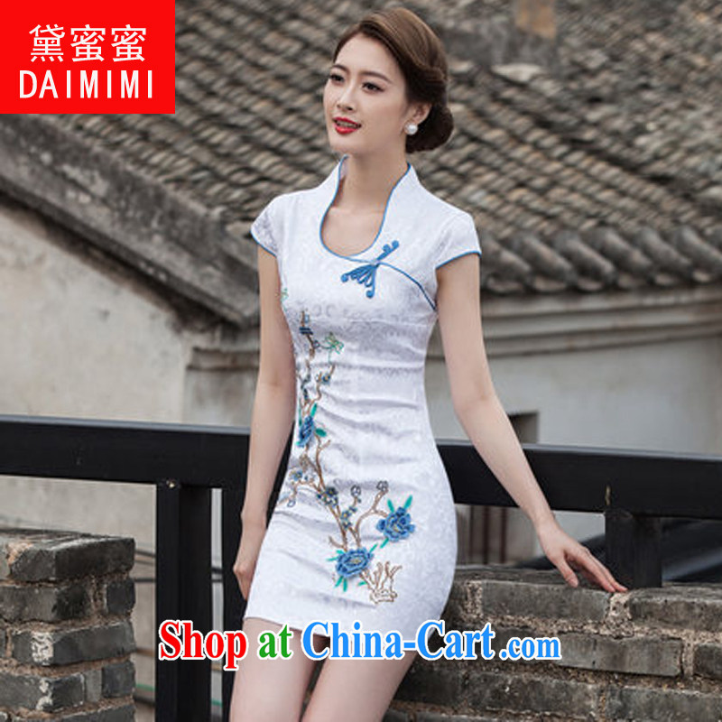 Diane honey honey 2015 spring and summer new Chinese antique dresses and stylish high-end embroidery daily dresses dresses blue XL, Diane honey honey (DAIMIMI), online shopping