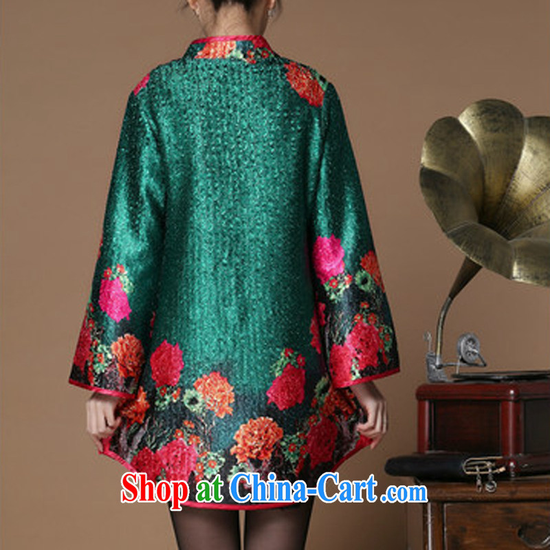Optimize the Cayman yousiman mom with new middle-aged and older women with autumn cotton the Stamp Duty long-sleeved shirt T middle-aged large code Chinese shirt T-shirt 8502 green XL, optimize the Cayman (yousiman), online shopping