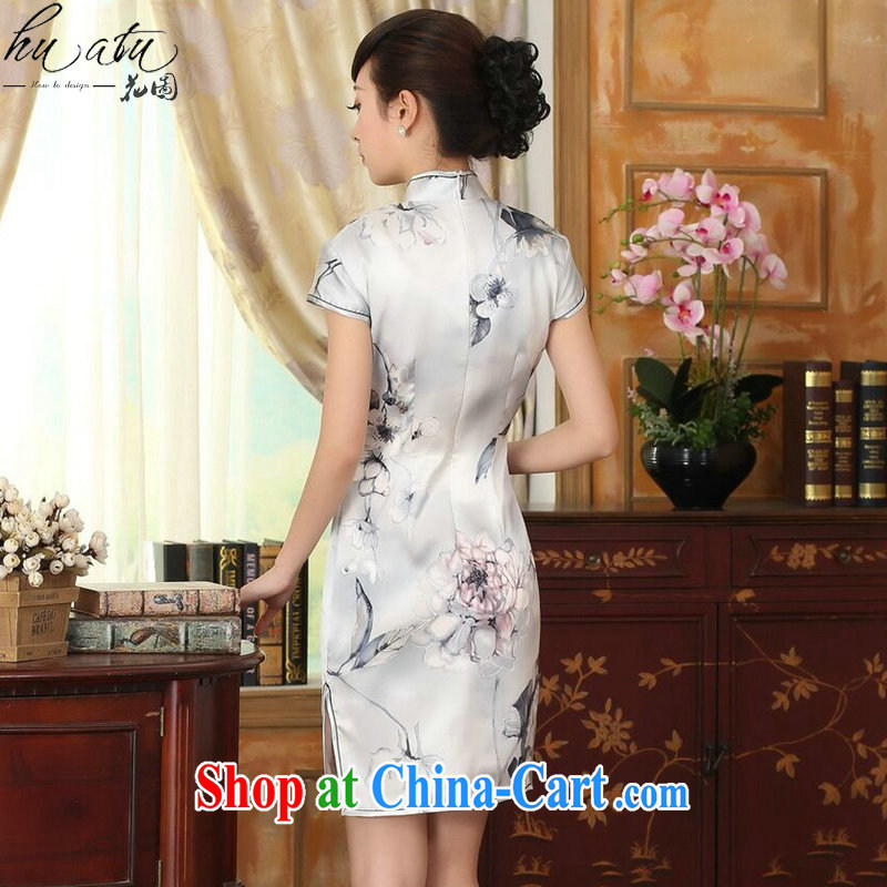 spend the summer girl Lotus cultivating heavy Silk Dresses retro improved sauna silk light short cheongsam dress such as the color 2 XL, figure, and shopping on the Internet