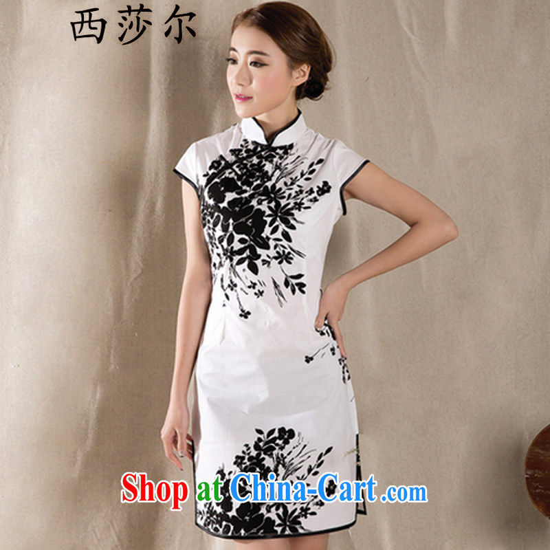 The Mona Lisa's 2015 summer new stylish and refined antique cheongsam dress China wind stamp Dress Suit XL