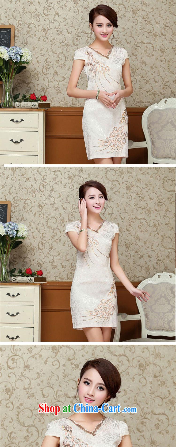 Even the US and summer 2015 new stylish and elegant improved cheongsam dress beauty graphics thin embroidered short sleeve retro style further skirt Cornhusk yellow XXL pictures, price, brand platters! Elections are good character, the national distribution, so why buy now enjoy more preferential! Health
