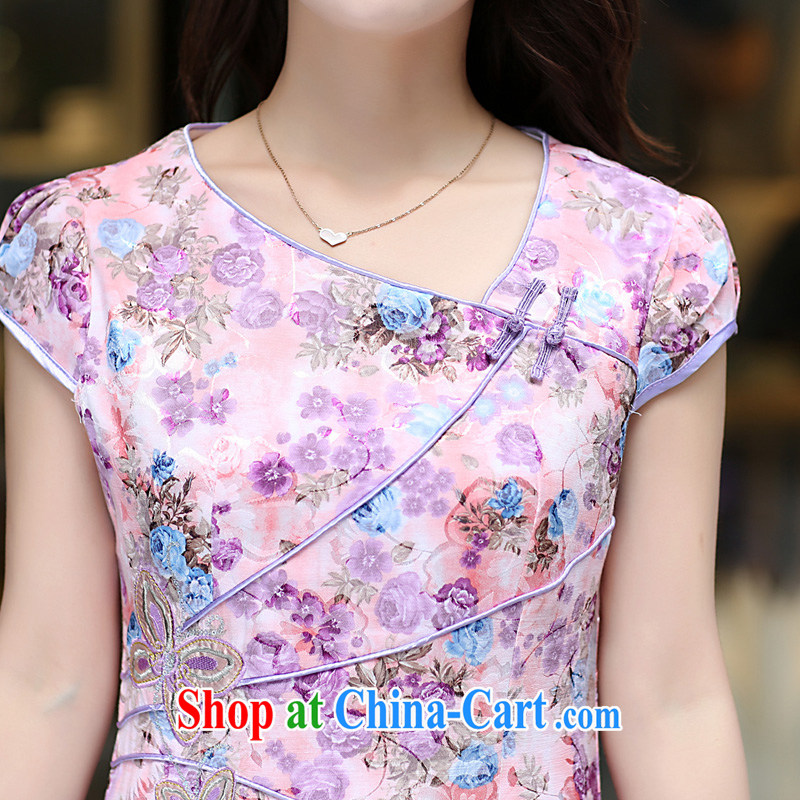 Even the US and summer 2015 new dresses and stylish embroidered beauty dresses China wind dress no short-sleeved National Service further dress pink flower XL, The 1000 (BENQIAN), online shopping