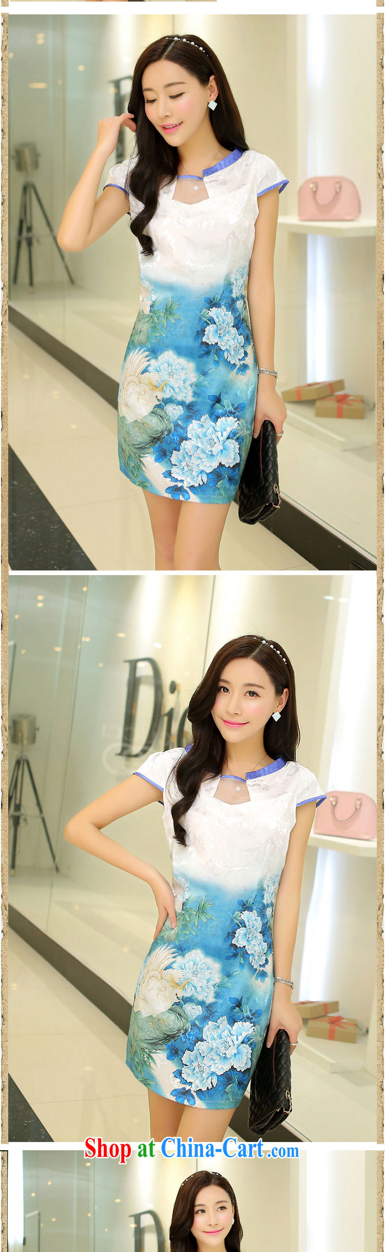 Even the US and summer 2015 New Beauty dresses stylish stamp improved retro graphics thin cheongsam dress style female further skirt light blue Peony XL pictures, price, brand platters! Elections are good character, the national distribution, so why buy now enjoy more preferential! Health
