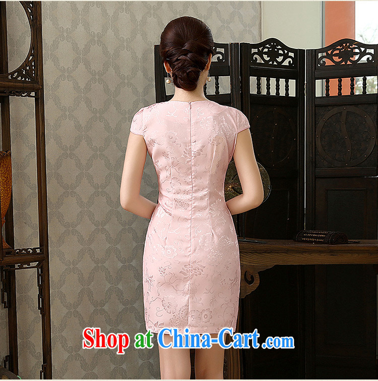 Hsueh-Chi Lin Nunnery 2015 new cheongsam dress stylish and refined beauty style short embroidery cheongsam dress dresses #1587 pink XL pictures, price, brand platters! Elections are good character, the national distribution, so why buy now enjoy more preferential! Health