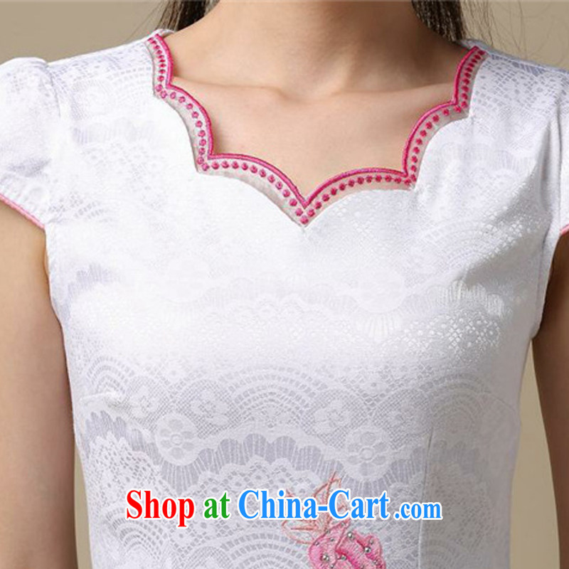 The class teenage students with classical show clothes dresses summer retro improved daily cheongsam dress AQE 8216 blue XXL, the stream (OULIU), and shopping on the Internet