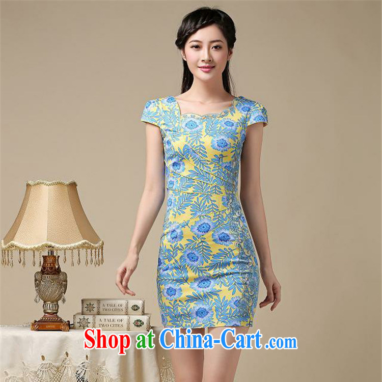 The trendy floral short cheongsam beauty graphics thin large code cheongsam dress retro improved daily Chinese female AQE 8215 blue XXL pictures, price, brand platters! Elections are good character, the national distribution, so why buy now enjoy more preferential! Health