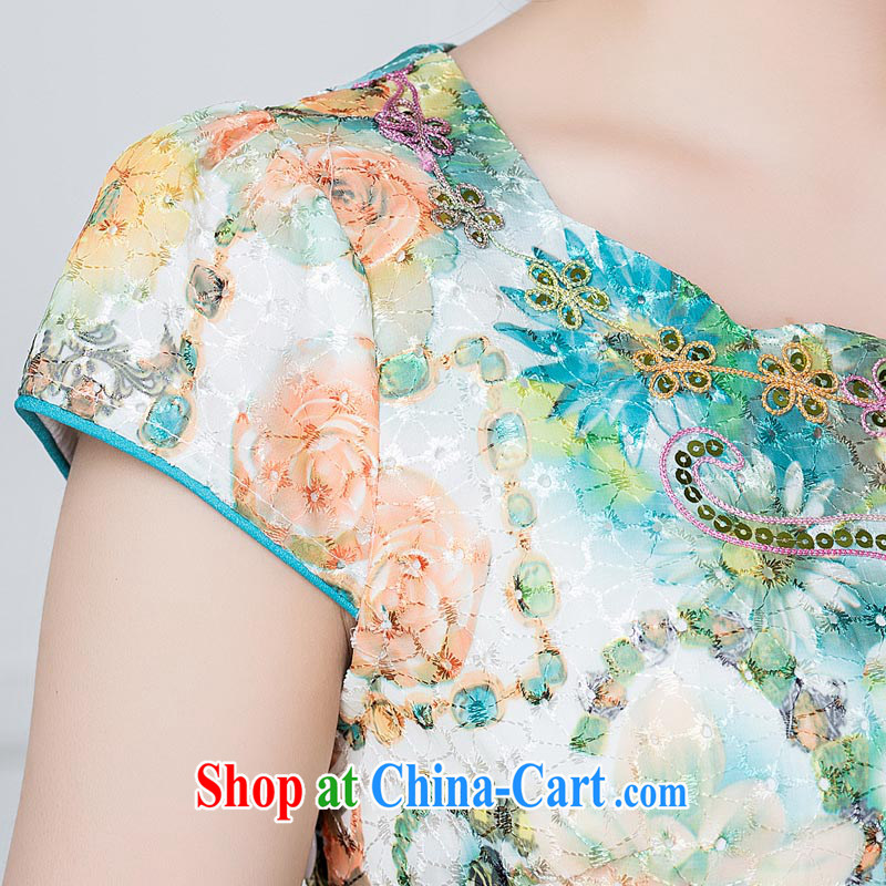2015 new summer dress improved daily short-sleeved cultivating Ethnic Wind dresses, long dresses Evening Dress green M, ex-gratia friends (HYX), shopping on the Internet