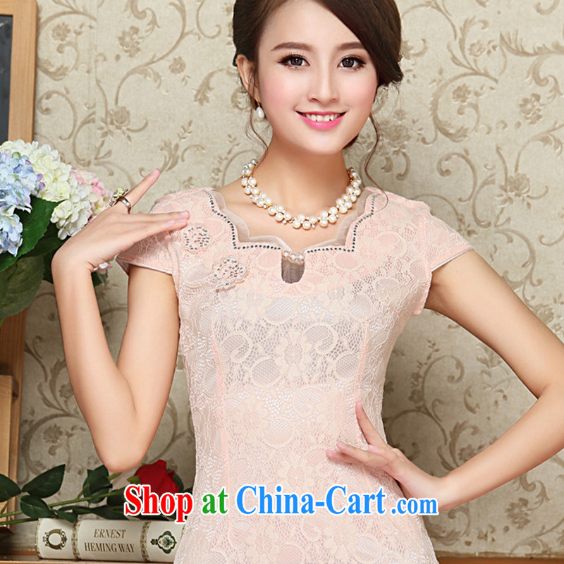 The stream summer decoration, package and lace dresses, dresses elegance antique qipao Chinese AQE 801 pink XXL, the stream (OULIU), online shopping