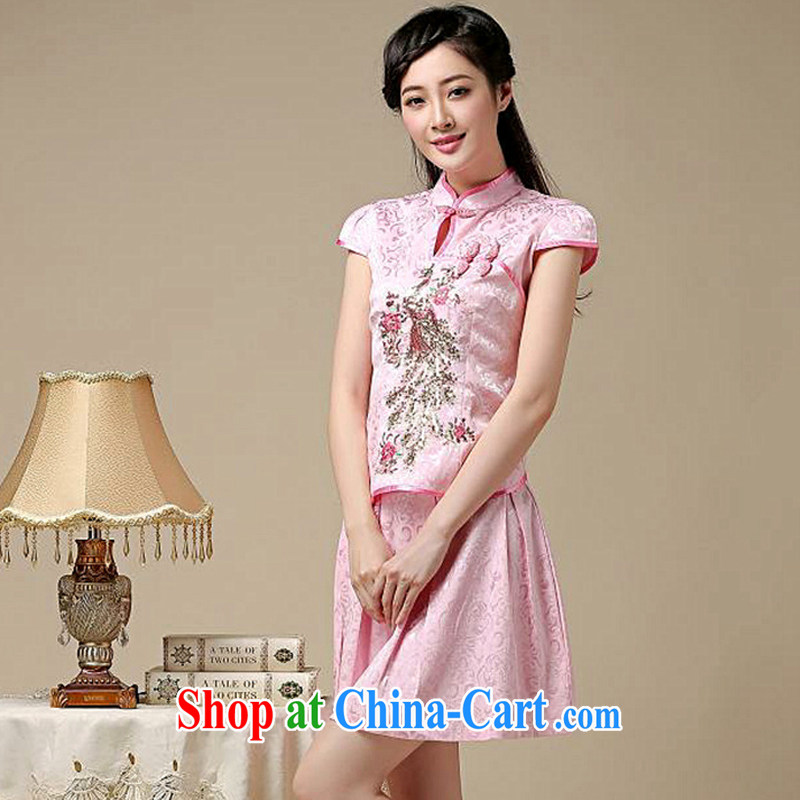 The class outfit Kit two-piece summer retro College wind stylish Korea Tang replace AQE 8022 pink XXL, the stream (OULIU), shopping on the Internet