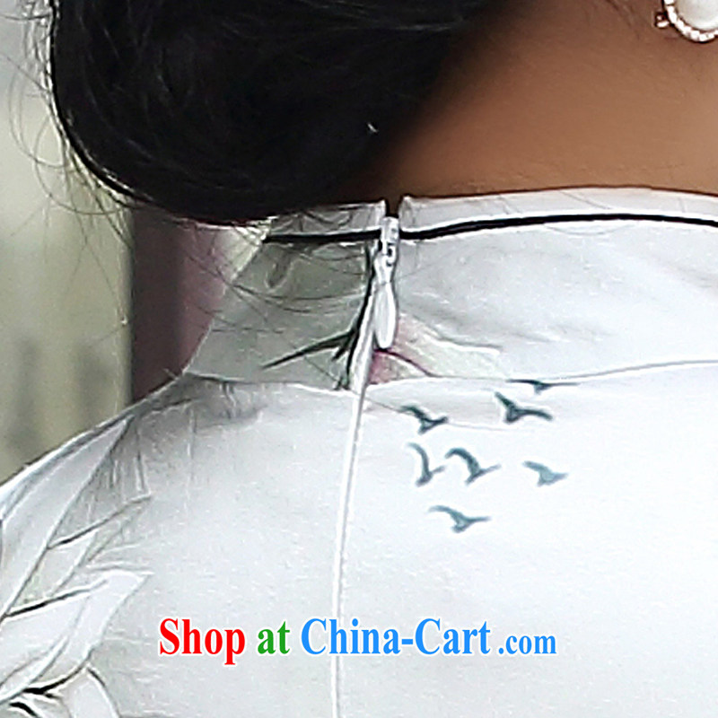 The current short-sleeve heavy Silk Cheongsam improved aura video thin short cheongsam beauty skirt AQE 8044 photo color XXXL, the stream (OULIU), online shopping