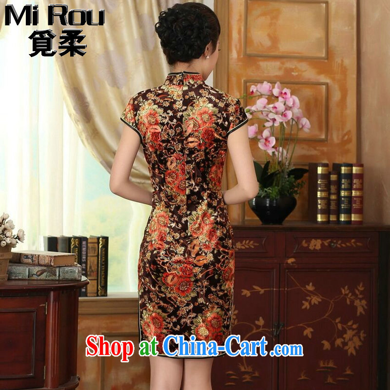 Find Sophie summer new girls improved Chinese, for stretch-wool painting stylish classic short-sleeved short cheongsam Golden Flower 2 XL, flexible employment, shopping on the Internet