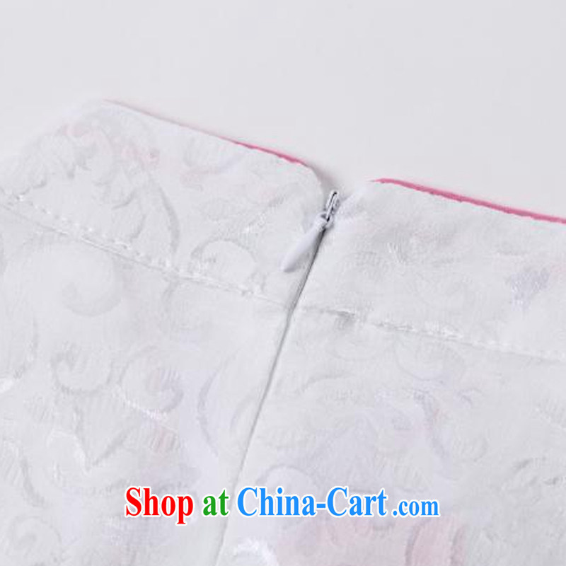 The current retro embroidery Phoenix short-sleeved qipao improved daily dresses, dresses of Korea Tang women AQE 613 pink XXL, the stream (OULIU), and shopping on the Internet