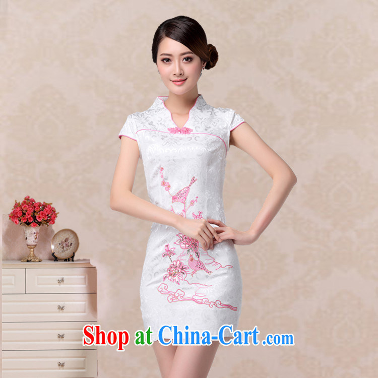 The current summer fashion beauty bird embroidery cheongsam short-sleeved retro improved daily Chinese qipao AQE 637 pink XXL pictures, price, brand platters! Elections are good character, the national distribution, so why buy now enjoy more preferential! Health