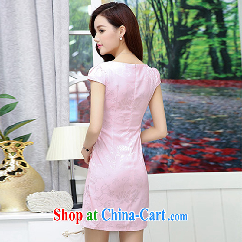 Blues, new dresses 2015 summer elegant antique Chinese wind flower embroidery cheongsam dress girls pink XXL, blues, poetry, shopping on the Internet