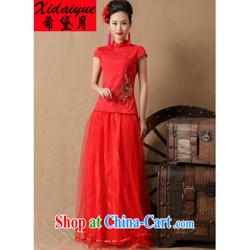 The Greek Diana, 2015 bridal wedding ceremony cheongsam dress red bows, dress and stylish red XL, Diane (XIDAIYUE), shopping on the Internet