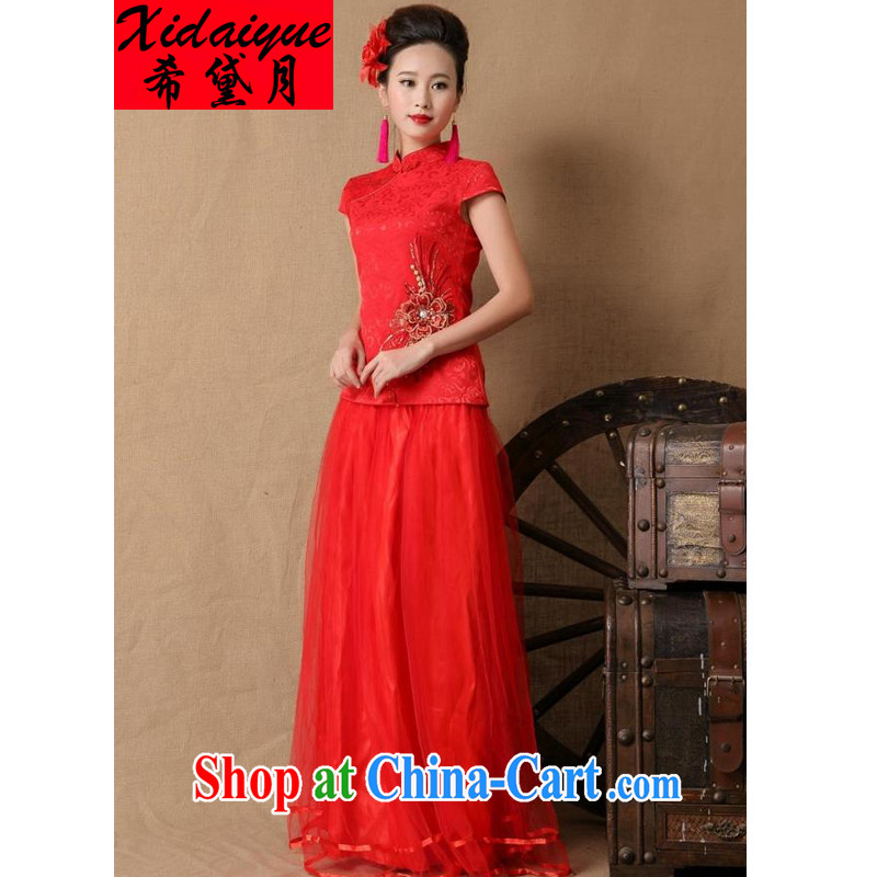 The Greek Diana, 2015 bridal wedding ceremony cheongsam dress red bows, dress and stylish red XL, Diane (XIDAIYUE), shopping on the Internet