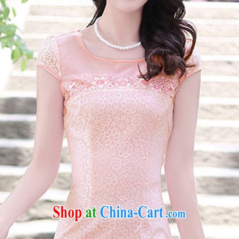 2015 summer new paragraph in cultivating long Ethnic Wind Chinese Antique improved cheongsam Tang pack and dress girls pink M, maple and Ling (fengzhiling), shopping on the Internet