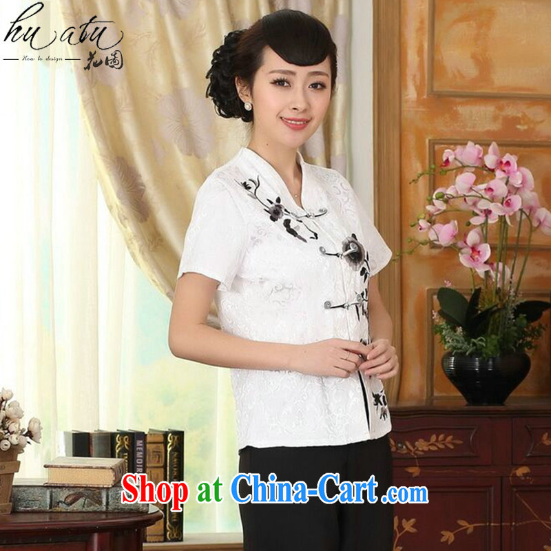 spend the summer, new outfit, Ms. T-shirt Chinese improved national wind blouses embroidered tray snap-tang is shown in figure-color 2 XL, spend figure, shopping on the Internet