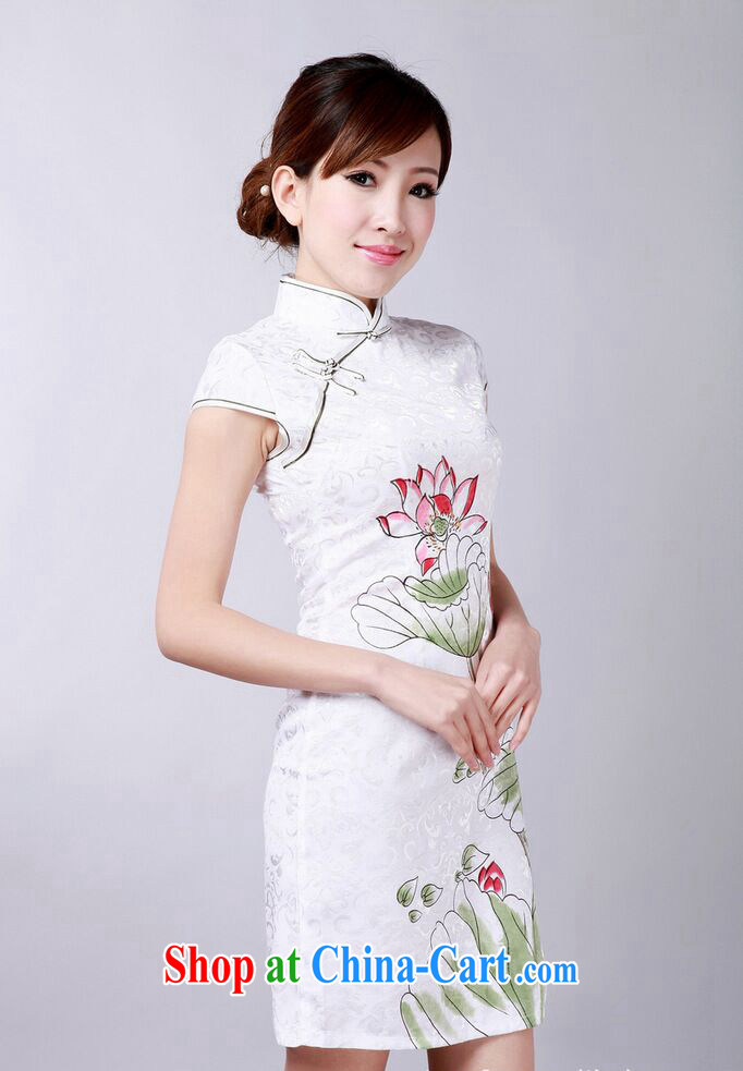 Dan smoke-free summer, new outfit, Ms. Chinese improved, for hand-painted Lotus cotton Chinese qipao short skirts as the color 2 XL pictures, price, brand platters! Elections are good character, the national distribution, so why buy now enjoy more preferential! Health