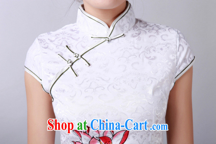 spend the summer, new outfit, Ms. Chinese improved, for hand-painted Lotus cotton Chinese short cheongsam dress such as map color S pictures, price, brand platters! Elections are good character, the national distribution, so why buy now enjoy more preferential! Health