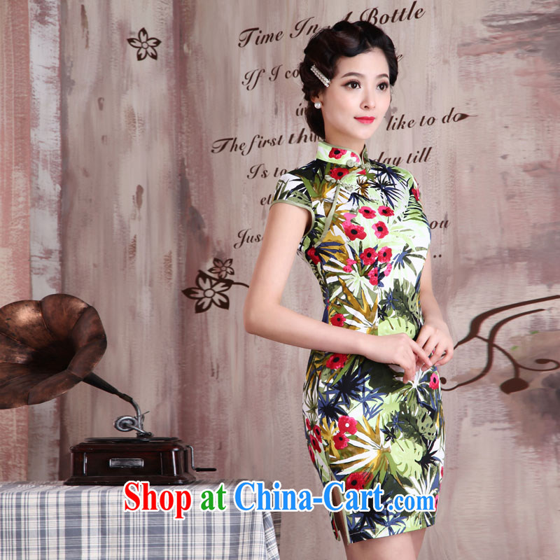 Jubilee 1000 bride's 2015 spring and summer new women with stylish retro improved Sau San video thin National wind short, daily cheongsam dress X 2072 Yee, XXL, 1000 Jubilee bride, shopping on the Internet