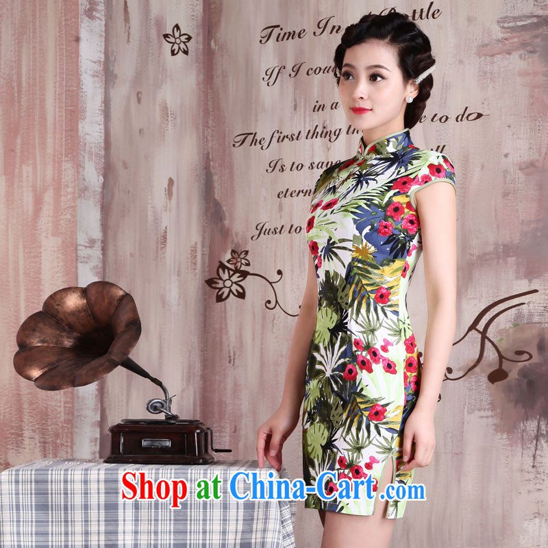 Jubilee 1000 bride's 2015 spring and summer new women with stylish retro improved Sau San video thin National wind short, daily cheongsam dress X 2072 Yee, XXL, 1000 Jubilee bride, shopping on the Internet