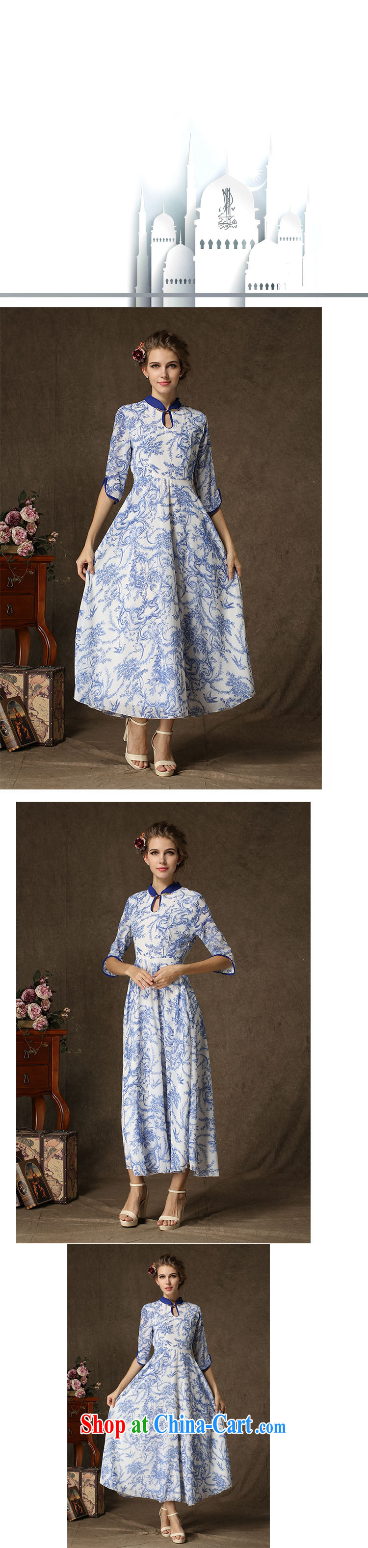 Abundant Ming 2015 spring and summer new improved cheongsam, the stamp duty Ethnic Wind dresses blue XL pictures, price, brand platters! Elections are good character, the national distribution, so why buy now enjoy more preferential! Health