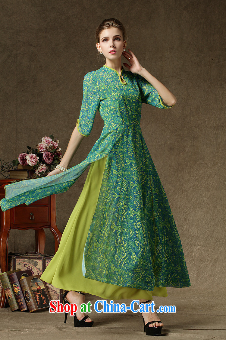 Abundant Ming 2015 spring and summer new, improved cheongsam, replica, the skirt is snow-woven dresses female Green leave two-piece L pictures, price, brand platters! Elections are good character, the national distribution, so why buy now enjoy more preferential! Health