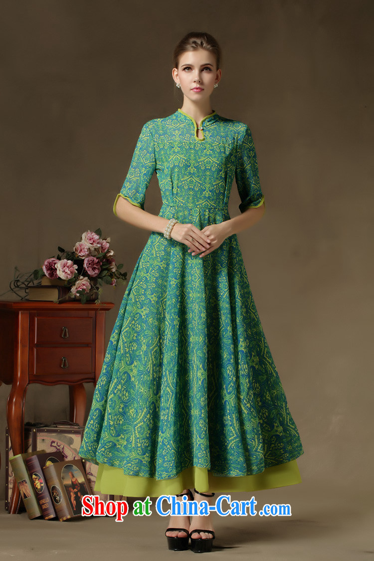 Abundant Ming 2015 spring and summer new, improved cheongsam, replica, the skirt is snow-woven dresses female Green leave two-piece L pictures, price, brand platters! Elections are good character, the national distribution, so why buy now enjoy more preferential! Health