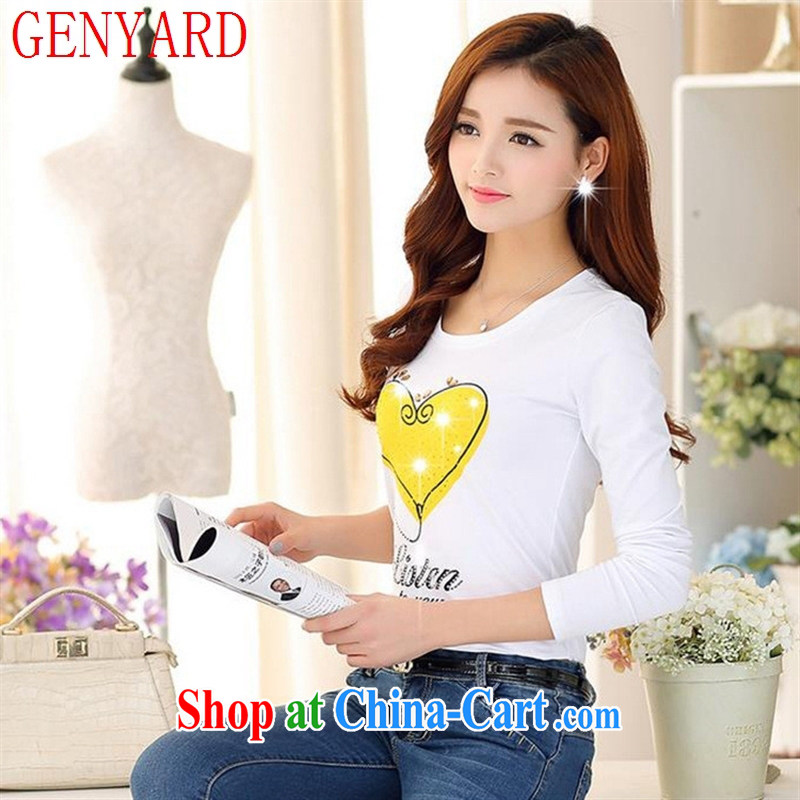 Qin Qing store 2015 spring new Korean hot stamp duty drilling T pension graphics thin large code Crown long-sleeved solid T pension female fancy XXL, GENYARD, shopping on the Internet