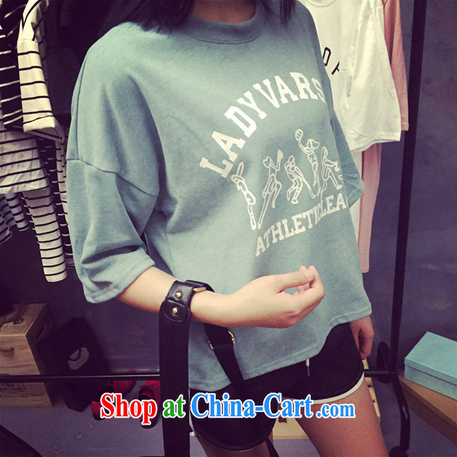 Qin Qing Korea summer new women in solid cuff shirt Korean version 5 of stamp duty cuff bat sleeves shirt T female gray-green color are code pictures, price, brand platters! Elections are good character, the national distribution, so why buy now enjoy more preferential! Health