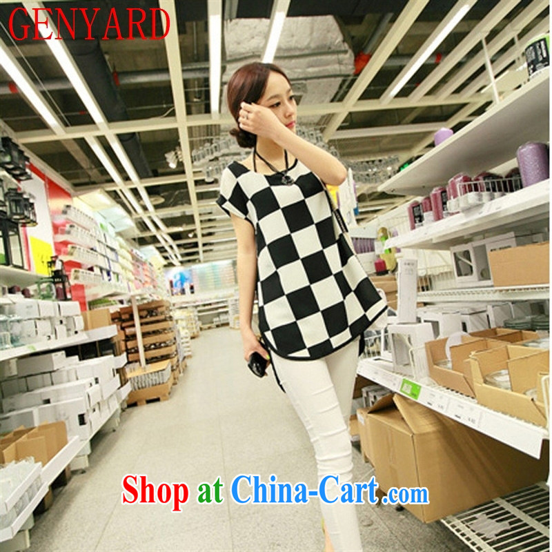 Qin Qing store 2015 the Code women mm thick Summer Snow checkered woven shirts loose long T-shirt T pension picture color XXXL, GENYARD, shopping on the Internet