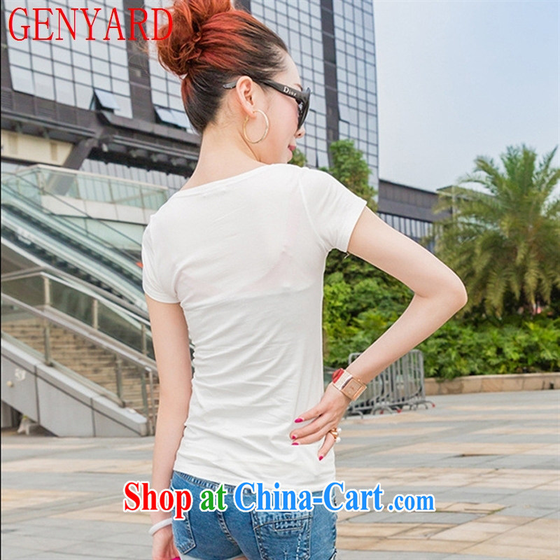 Qin Qing store summer 2015 new Pure Cotton short-sleeved V for girls T-shirt summer stretch cultivating pure color blouses red XL, GENYARD, shopping on the Internet