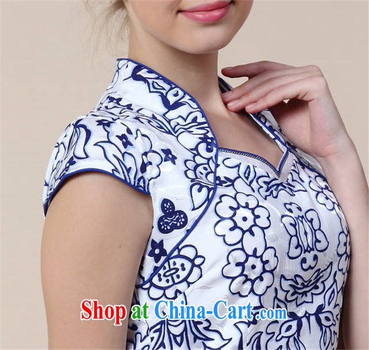 Abundant Ming summer 2015 New Classic qipao female Chinese improved blue and white porcelain embossed dresses blue XL pictures, price, brand platters! Elections are good character, the national distribution, so why buy now enjoy more preferential! Health