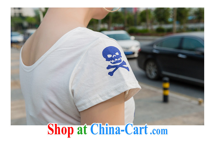 Deloitte Touche Tohmatsu store sunny summer 2015 new female thin stylish T pension skeleton personalized stamp short sleeve shirt T white blue XL pictures, price, brand platters! Elections are good character, the national distribution, so why buy now enjoy more preferential! Health