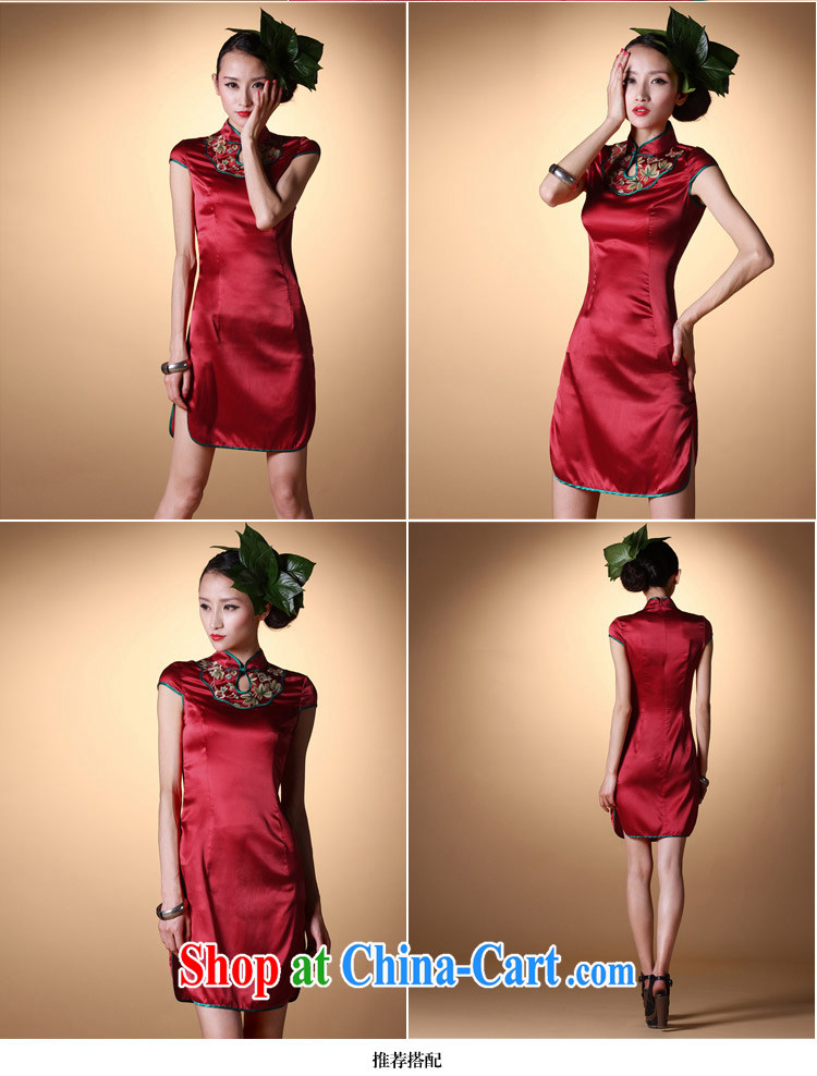 Abundant Ming summer 2015 new retro stretch Satin cheongsam girl, for embroidery dresses red L pictures, price, brand platters! Elections are good character, the national distribution, so why buy now enjoy more preferential! Health