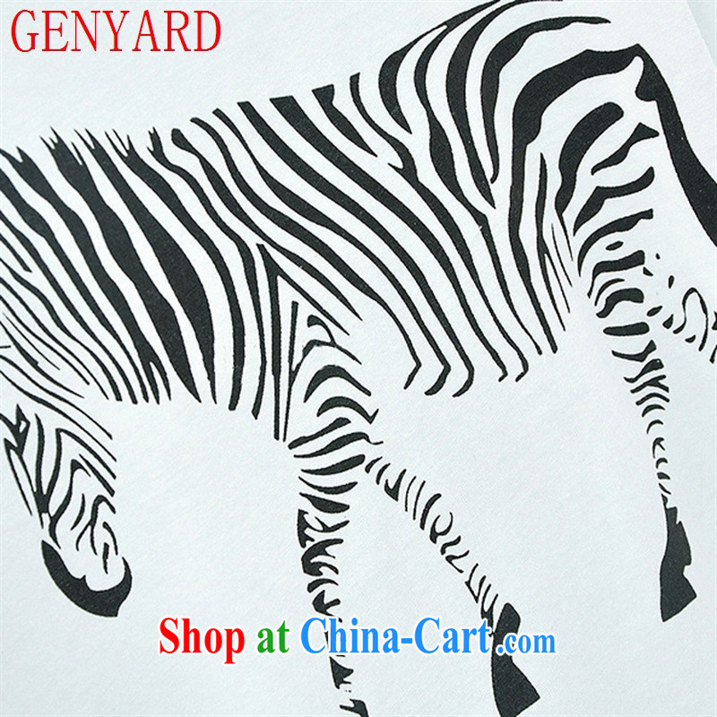 Qin Qing store 2015 new spring and summer Korean female 100 7 ground-cuff zebra pattern T shirts shoulder straps two sets of picture color L, GENYARD, shopping on the Internet