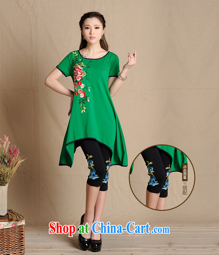 Black butterfly National wind, long, loose the code embroidered short sleeves shirt T with irregular female solid shirt green 2 XL pictures, price, brand platters! Elections are good character, the national distribution, so why buy now enjoy more preferential! Health