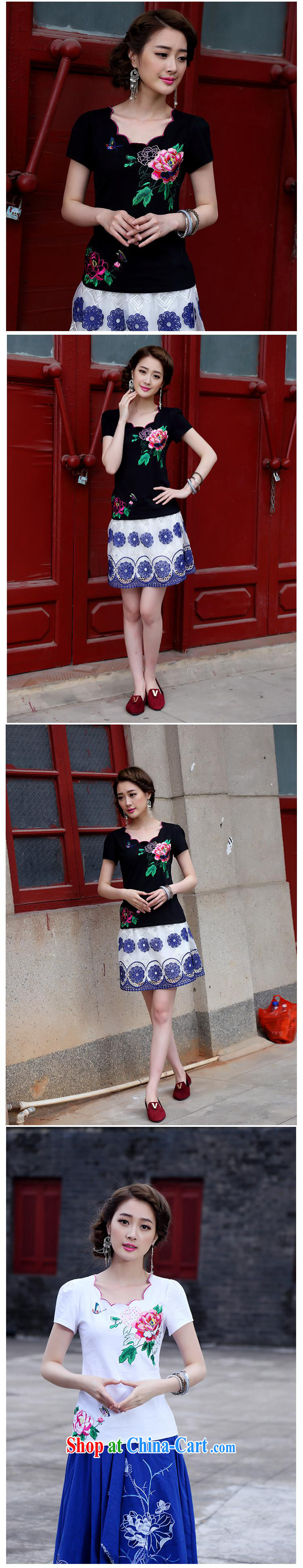 Black butterfly Ethnic Wind summer new stylish embroidered short sleeves shirt T lace collar cultivating blouses white 2XL pictures, price, brand platters! Elections are good character, the national distribution, so why buy now enjoy more preferential! Health
