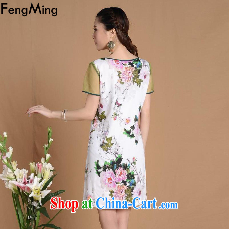 Abundant Ming summer 2015 new cultivation improved cheongsam female ethnic wind Web yarn larger dresses picture color two-piece XXL, HSBC Ming (FengMing), online shopping
